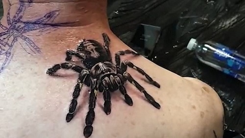 hình xăm nhện 3d ở cổ tay
